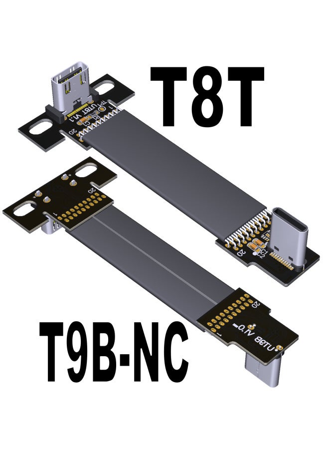 USB3.2 Flat Data Flexible Soft Row Extension Cable C Male Type-c Light And Thin Short ADT Gen2x2 20g-Color:T9b-t8t-nc Without Ic 20p White Dot=0-120cm